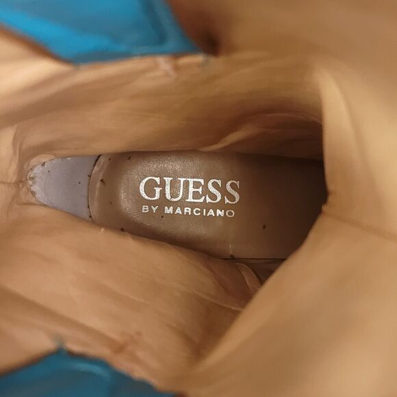 Guess Marciano Boots Womens 5.5 Vintage Cowboy Leather Pointed Embroidered Blue - Picture 9 of 12